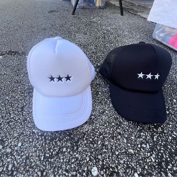 White Hat Black Stars - Neoprene - BRAND NEW Trucker Hat - Adjustable Size main image 4